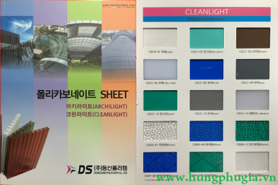 Tấm Lợp Lấy Sáng Polycarbonate Đặc Ruột-Hàn Quốc