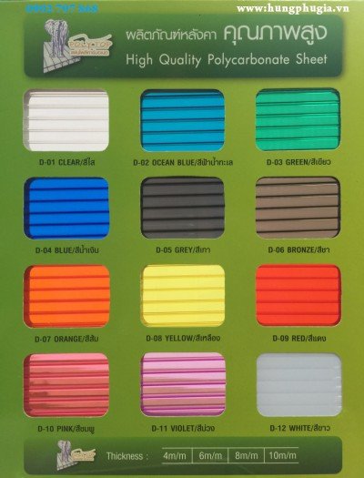 Tấm Lợp Lấy Sáng Polycarbonate Rỗng Ruột POLYTOP Thái Lan