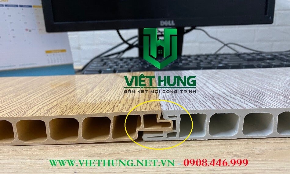 Mặt cắt tấm ván nhựa lót sàn gác hèm khóa mới nhất